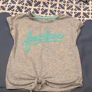 EUC tie front Grey glitter Fearless tee